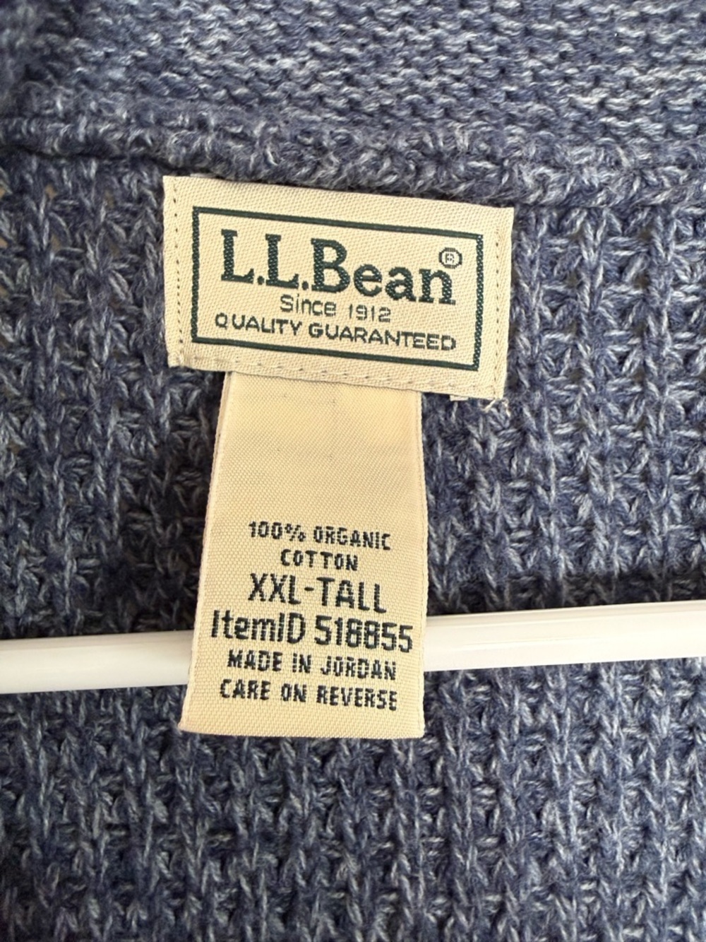 Men's Blue Organic Cotton Waffle Sweater - Picture 4 of 6
